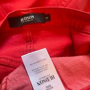 Hudson Women's Viper Red Denim Raw Hem Mini Skirt Size 33